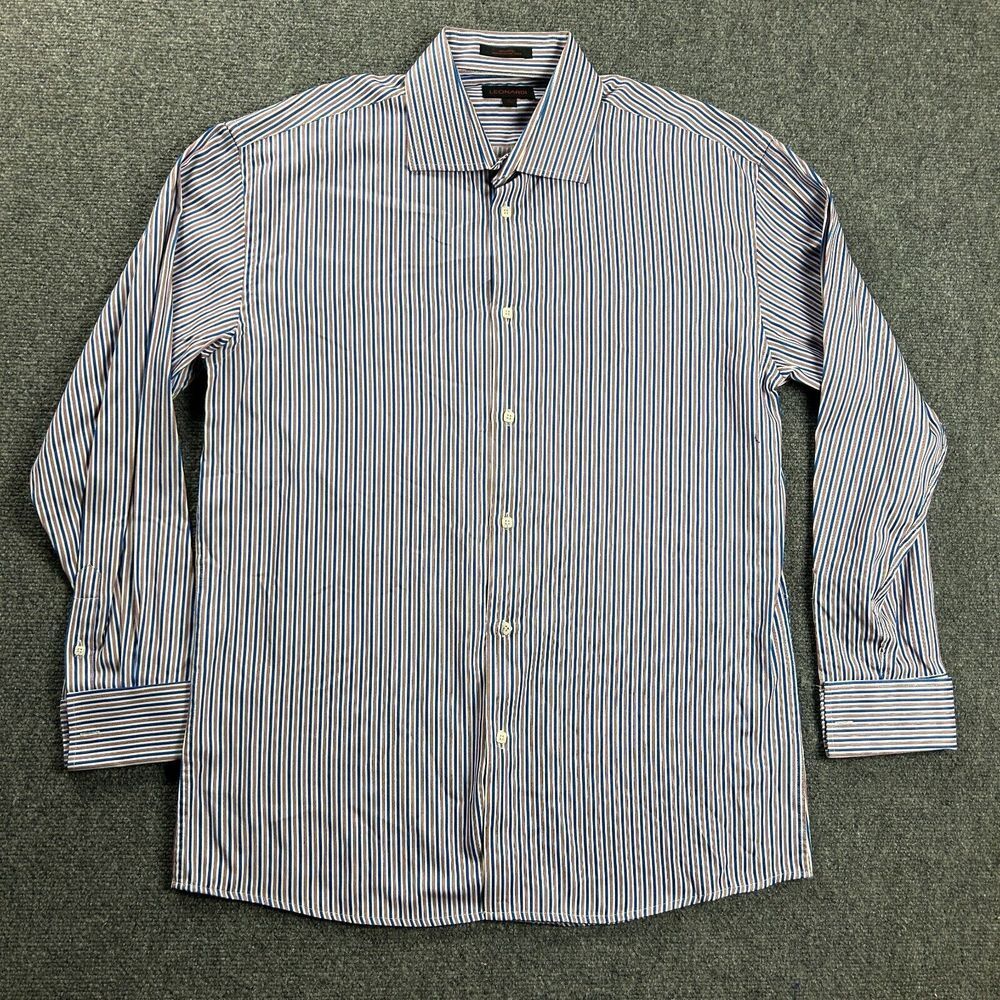 Leonardi Shirt Mens Extra Large Button Up French Cuff 100% Cotton Adults